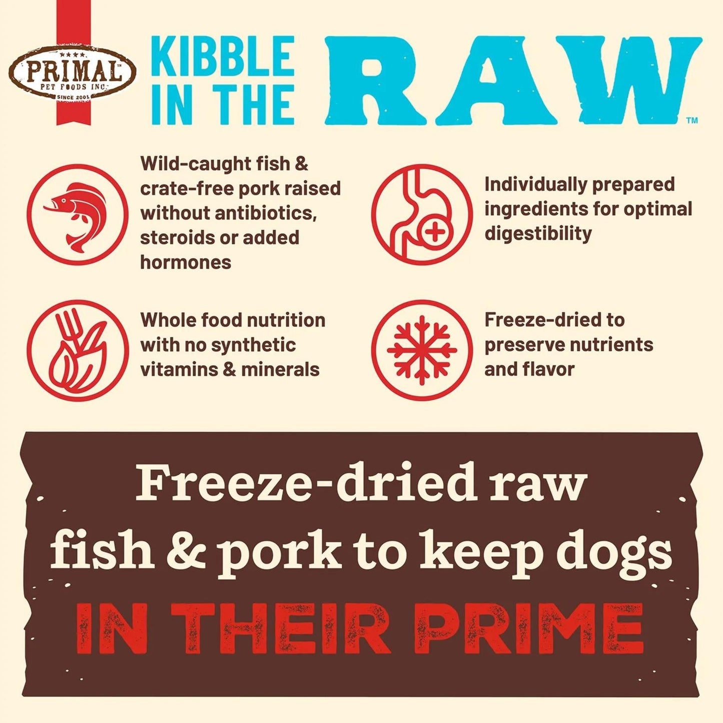 Primal Dog Freeze-Dried Kibble In The Raw Fish 9Lb Primal Pet Food