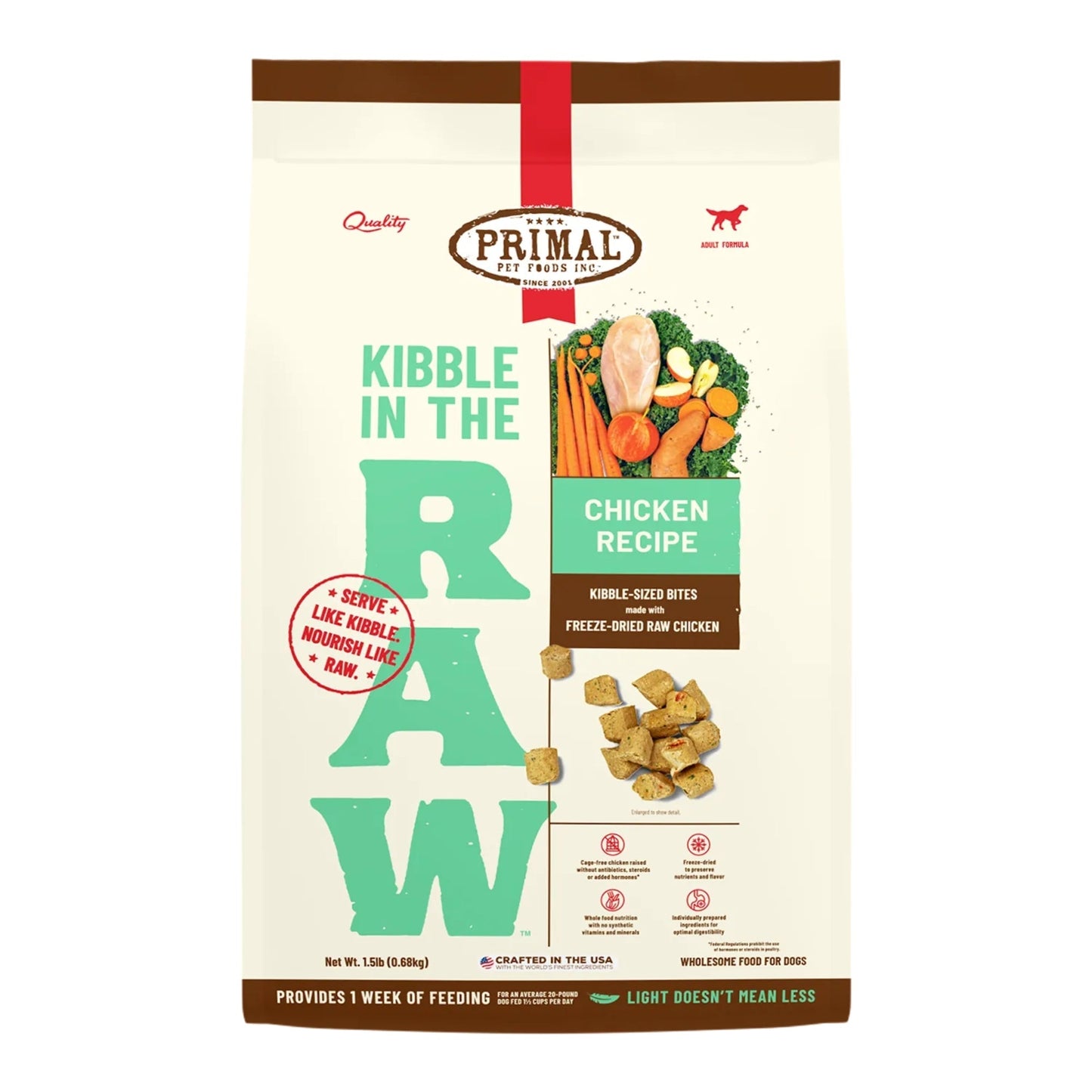 Primal Dog Freeze-Dried Kibble In The Raw Chicken 1.5Lb Primal Pet Food