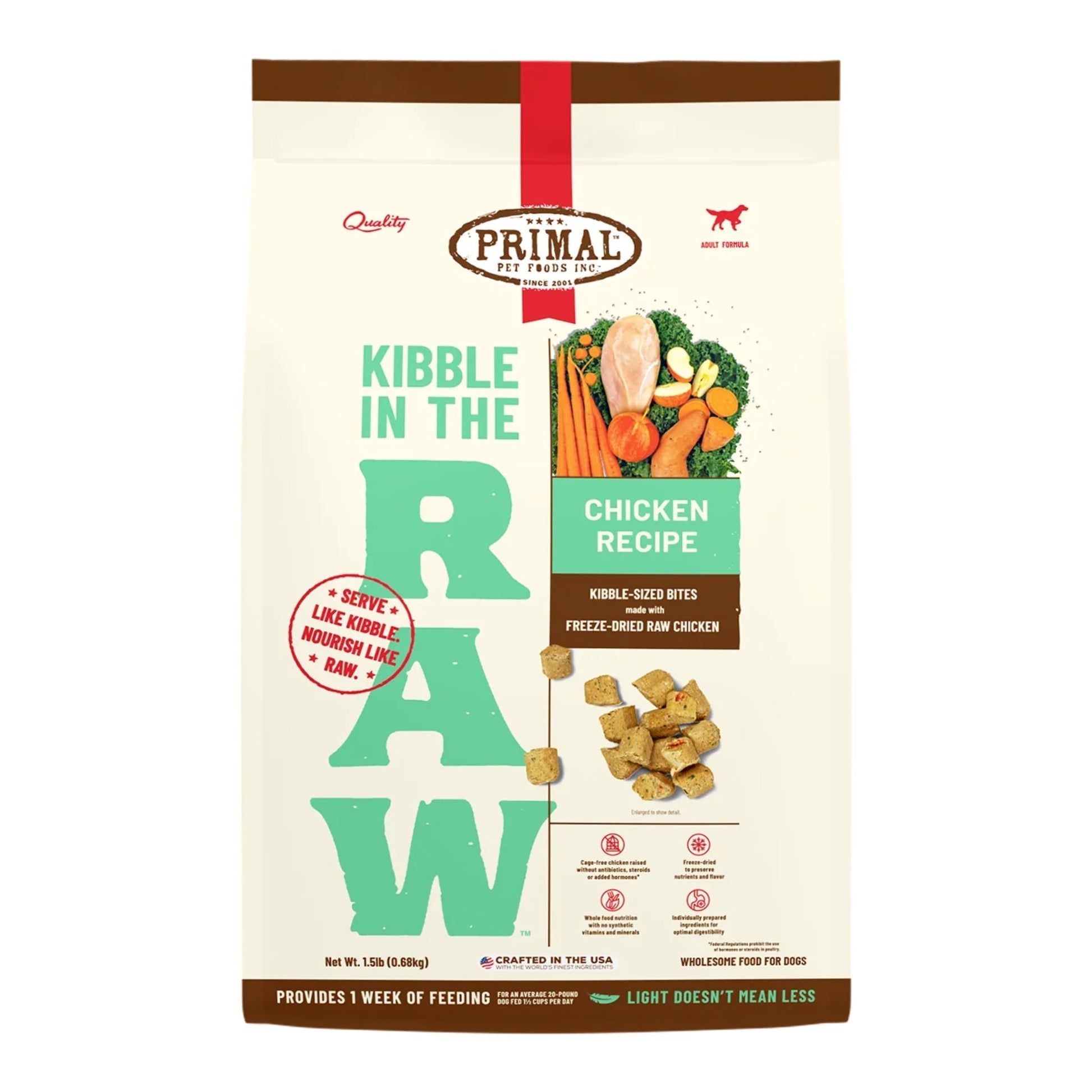 Primal Dog Freeze-Dried Kibble In The Raw Chicken 1.5Lb Primal Pet Food