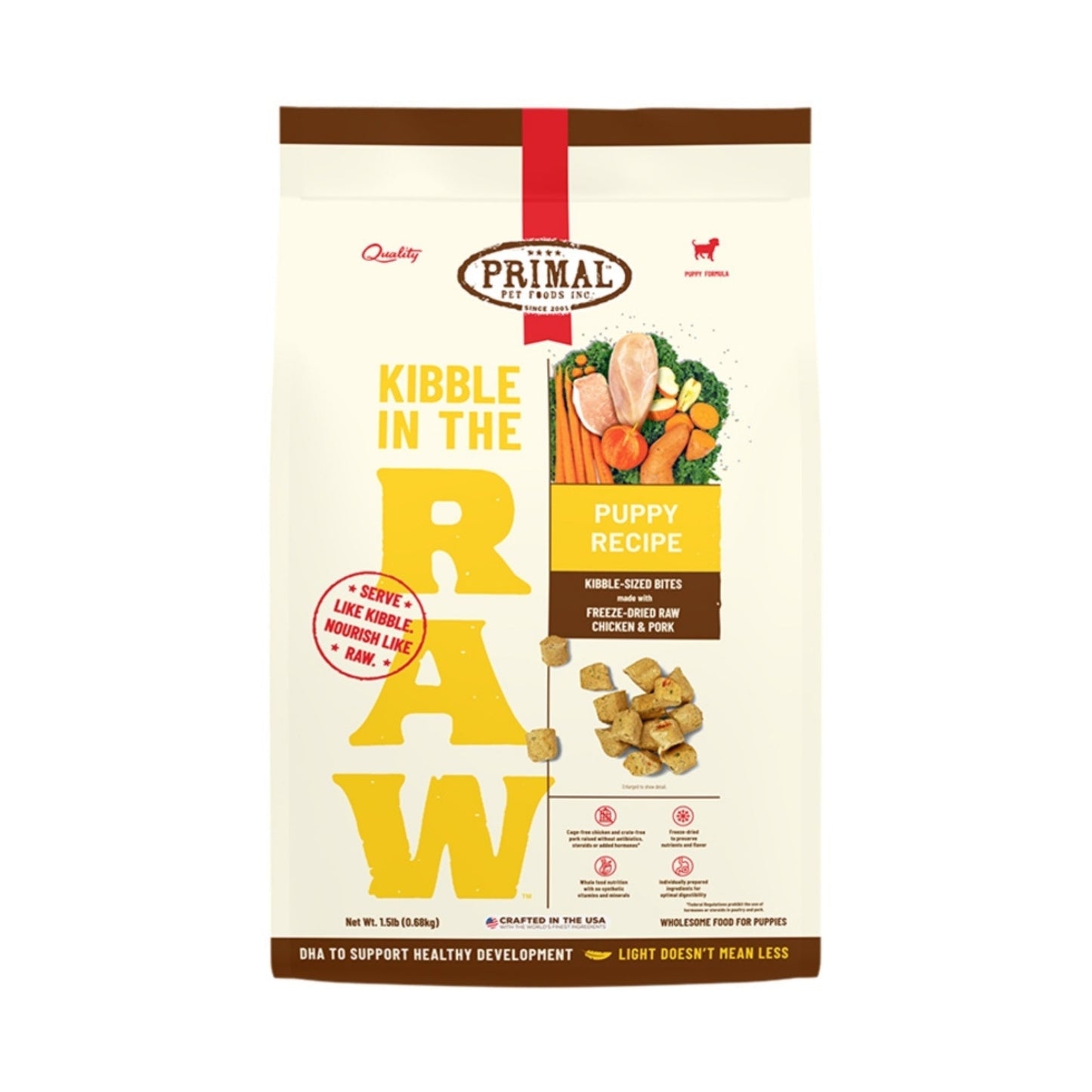 Primal Dog Freeze-Dried Kibble In The Raw Puppy 1.5Lb Primal Pet Food