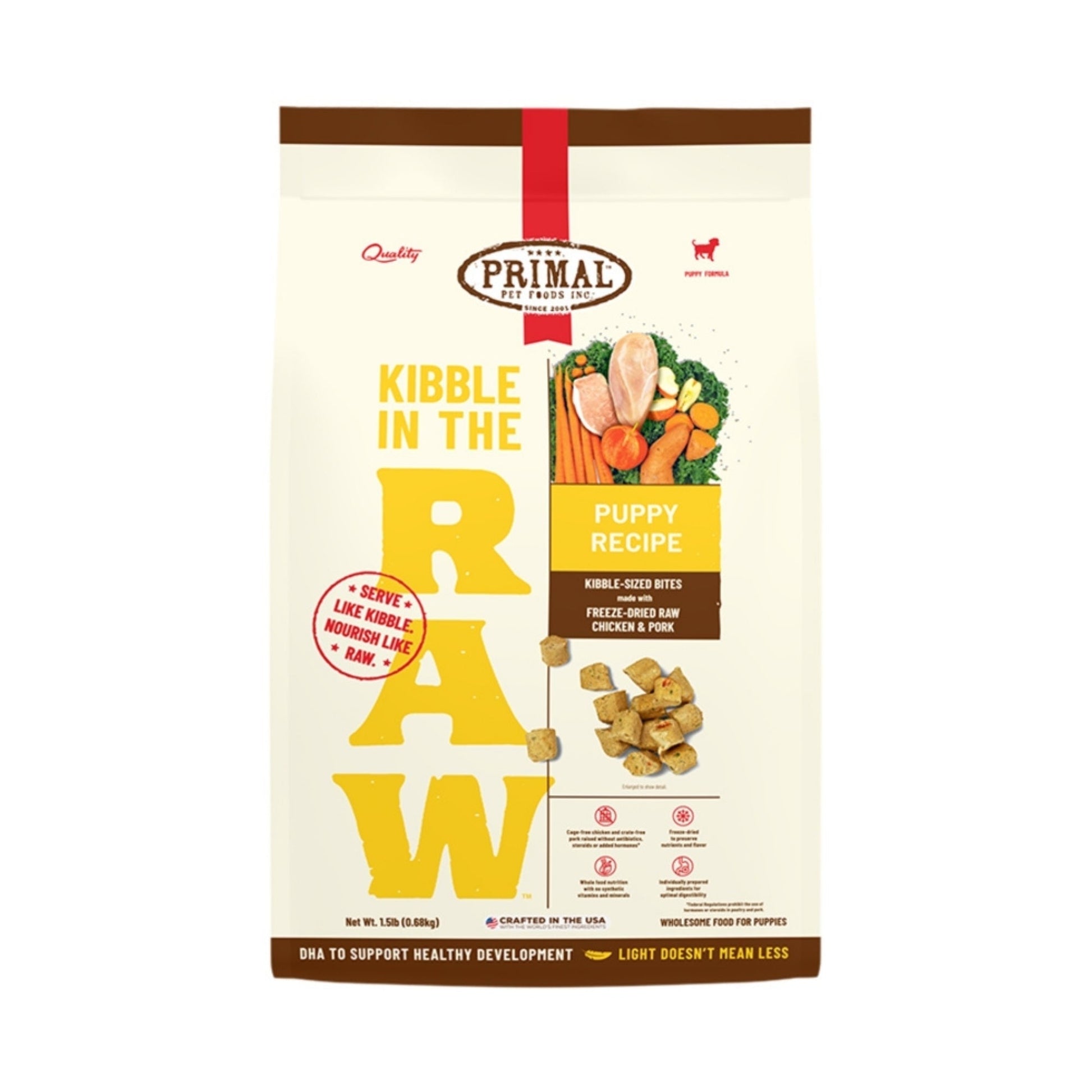 Primal Dog Freeze-Dried Kibble In The Raw Puppy 1.5Lb Primal Pet Food