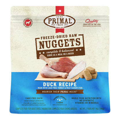 Primal Dog Freeze-Dried Duck Made With Turkey & Fish Formula Nuggets 14oz. Primal Pet Food