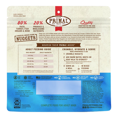 Primal Dog Freeze-Dried Duck Made With Turkey & Fish Formula Nuggets 5.5oz. Primal Pet Food