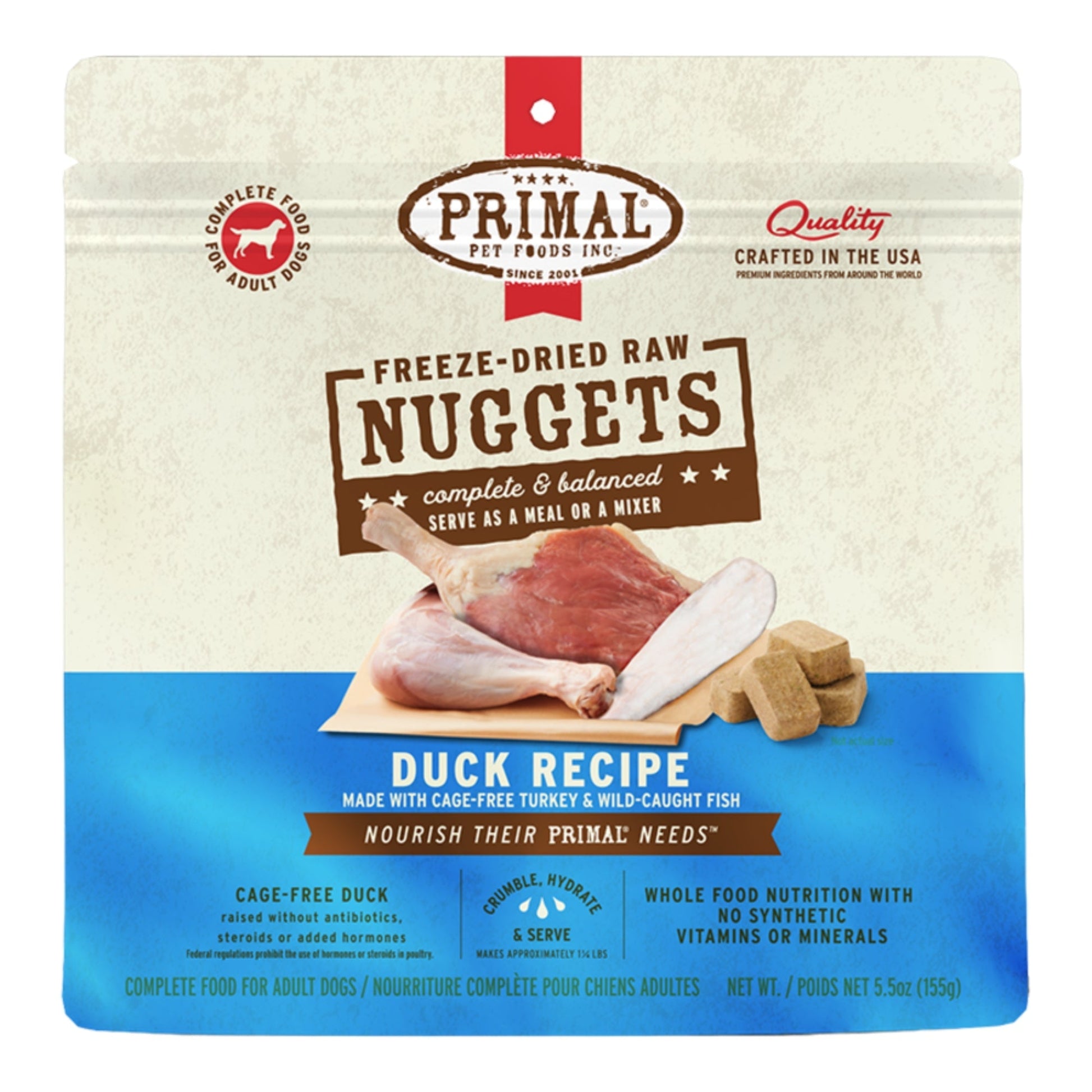 Primal Dog Freeze-Dried Duck Made With Turkey & Fish Formula Nuggets 5.5oz. Primal Pet Food