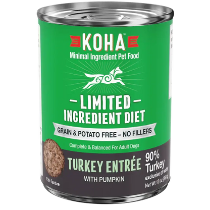 Koha Dog Limited Ingredient Grain Free 90% Turkey 13oz. (Case of 12) Koha