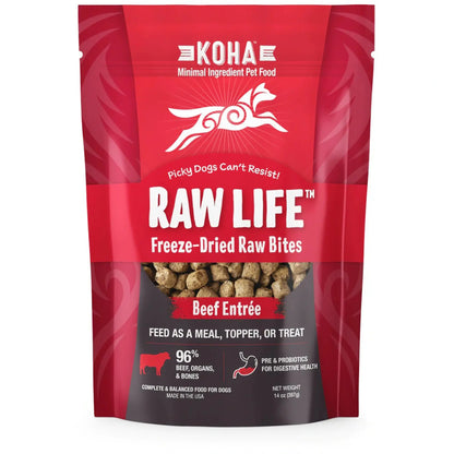 Koha Dog Grain Free Raw Freeze Dried Bites Beef 14oz. Koha
