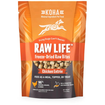 Koha Dog Grain Free Raw Freeze Dried Bites Chicken 14oz. Koha