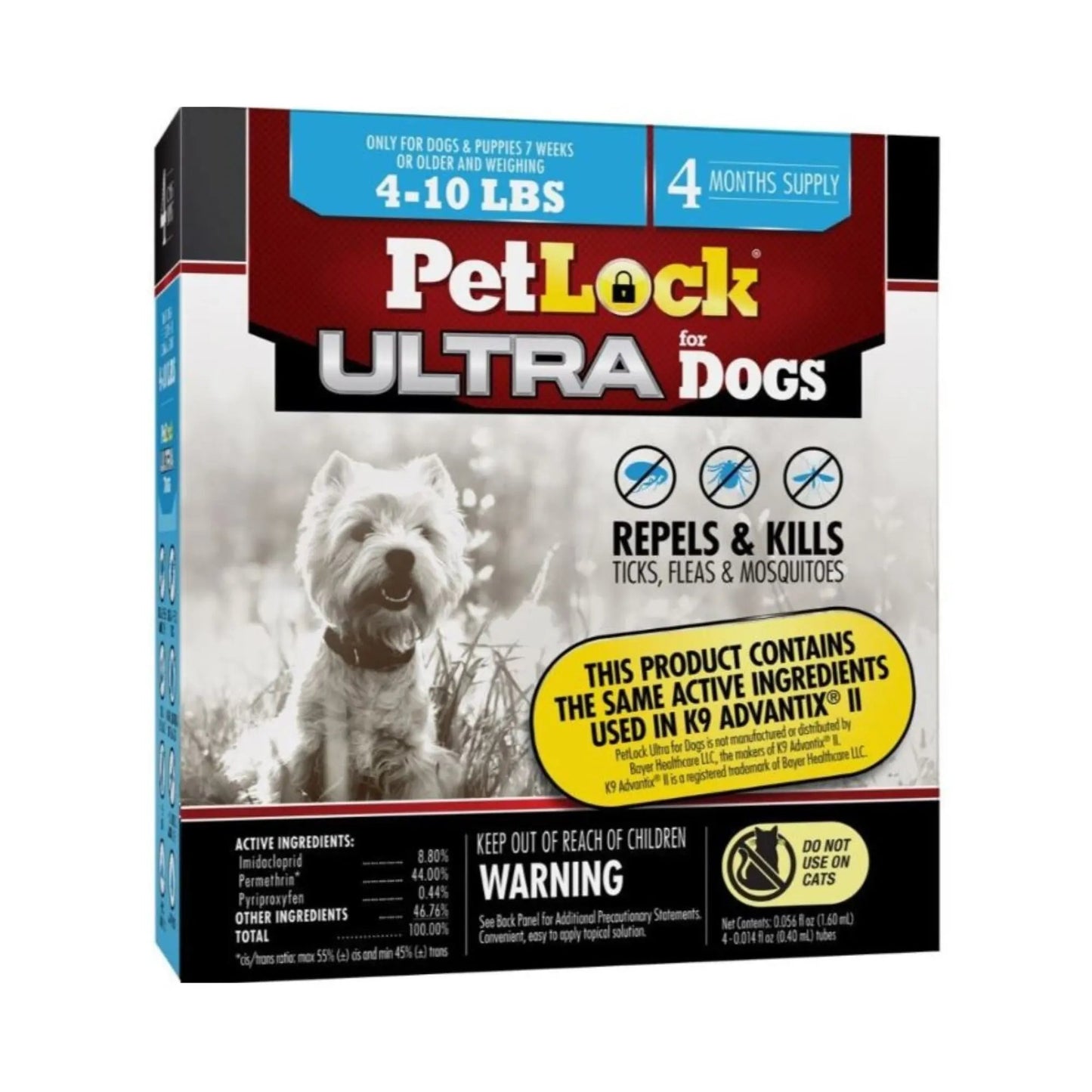 Petlock Ultra Flea & Tick Control for Dogs 5-10 Lb-4 Pk Petlock Ultra