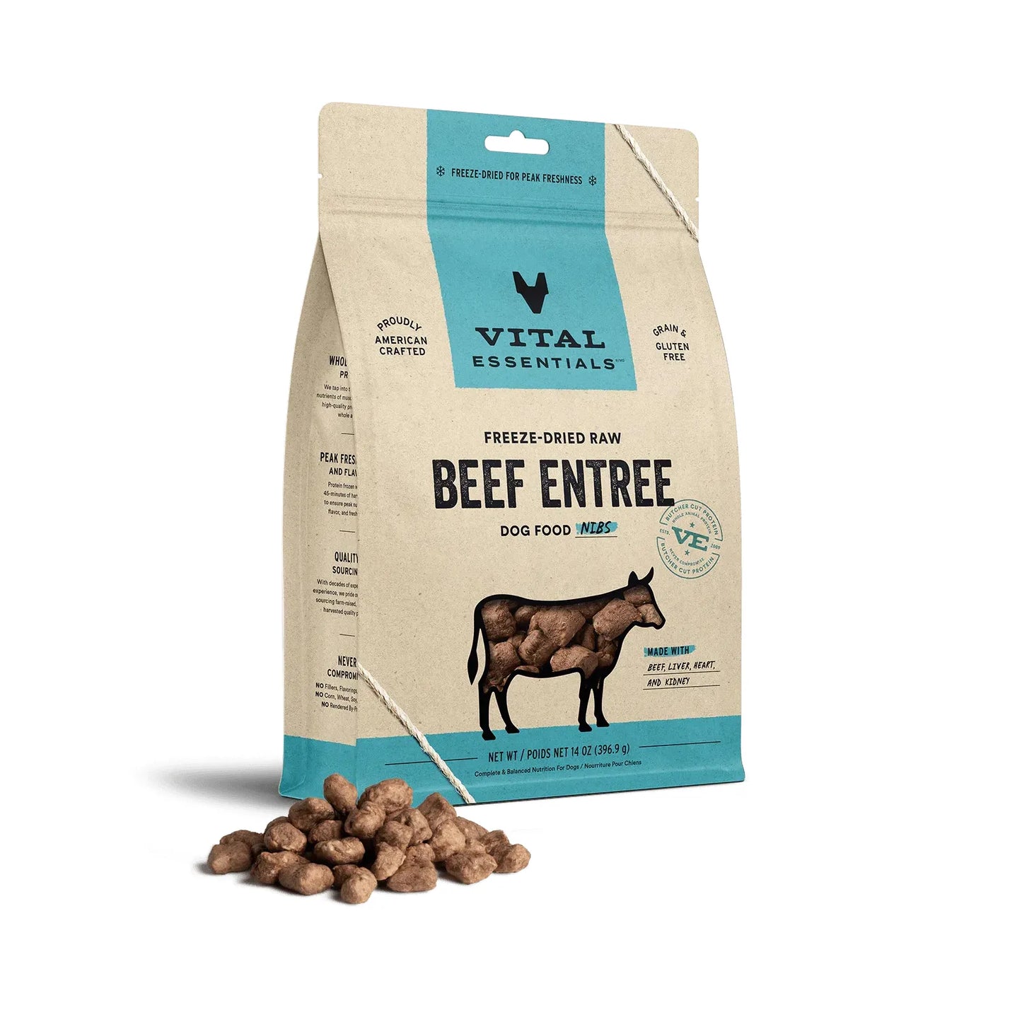 Vital Essentials Dog Freeze-Dried Nibs Beef 14oz. Vital Essentials