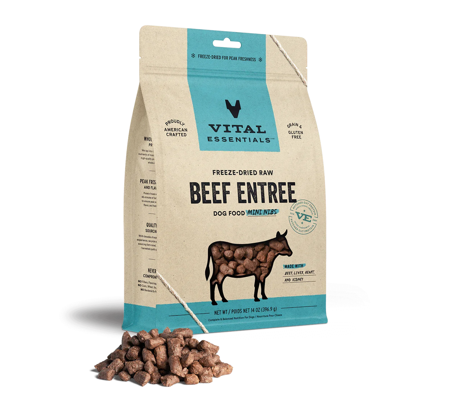 Vital Essentials Dog Freeze-Dried Mini Nibs Beef 14oz. Vital Essentials