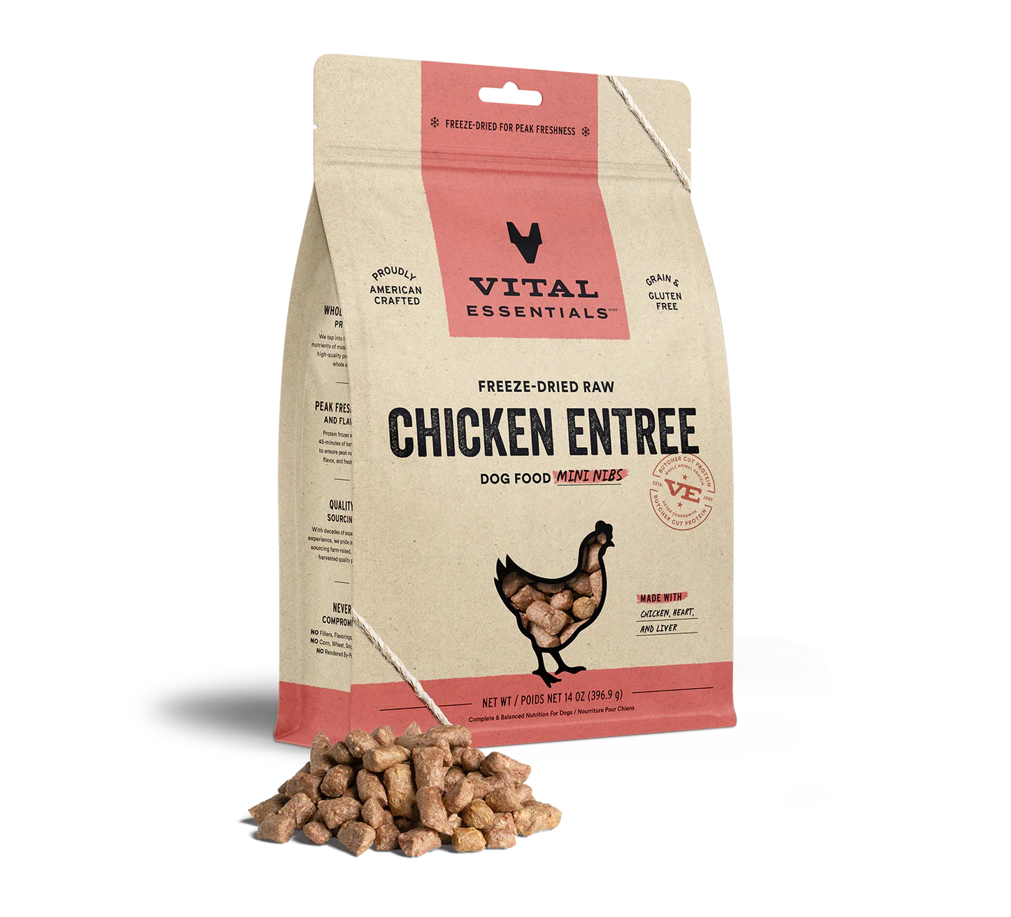 Vital Essentials Dog Freeze-Dried Mini Nibs Chicken 14oz. Vital Essentials
