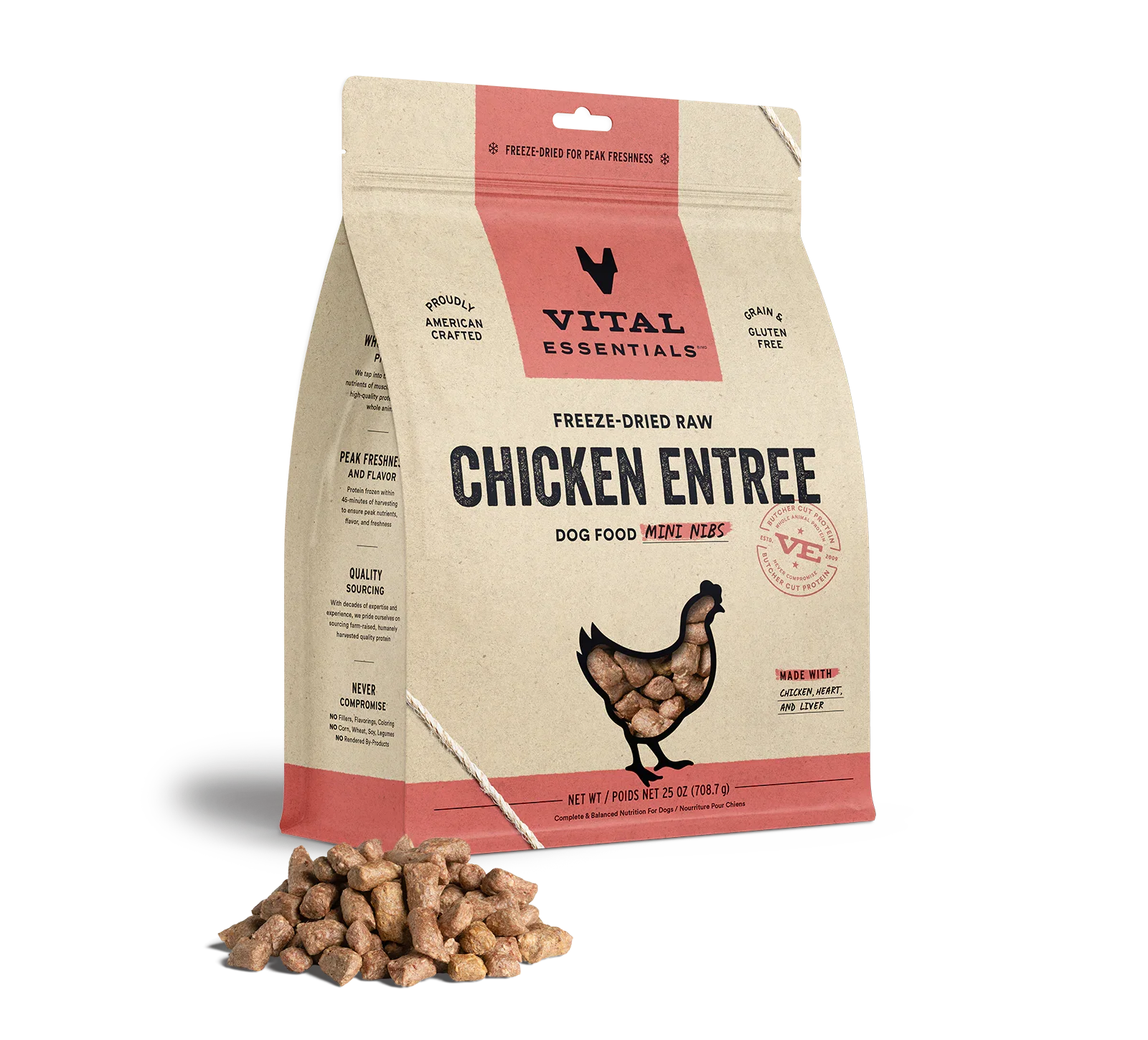 Vital Essentials Dog Freeze-Dried Mini Nibs Chicken 25oz. Vital Essentials