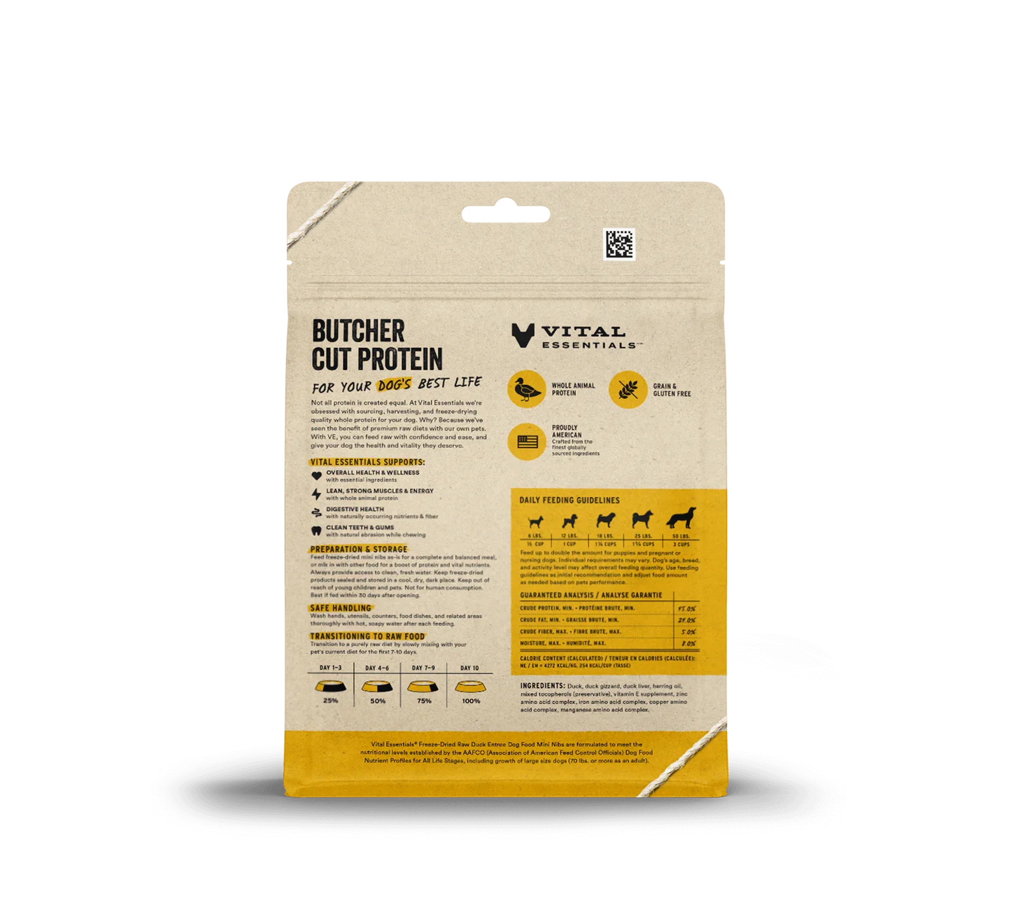 Vital Essentials Dog Freeze-Dried Mini Nibs Duck 5.5oz. Vital Essentials