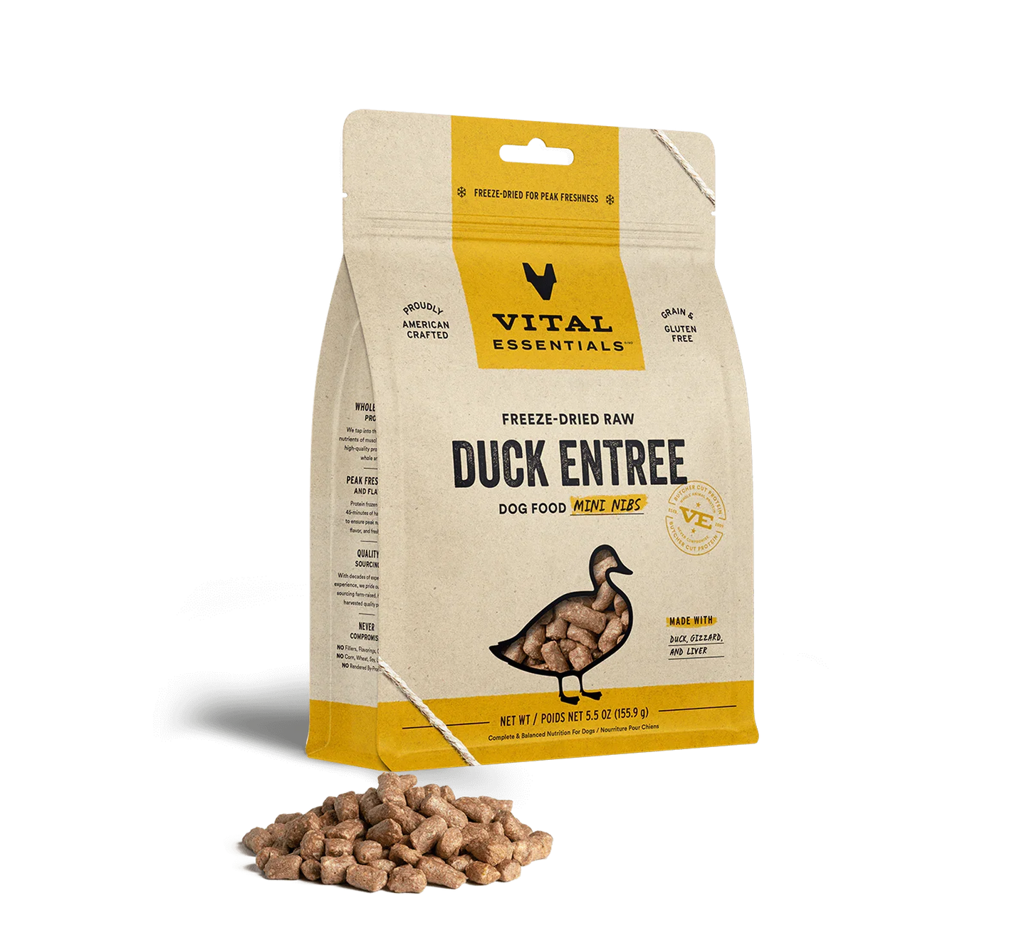 Vital Essentials Dog Freeze-Dried Mini Nibs Duck 5.5oz. Vital Essentials