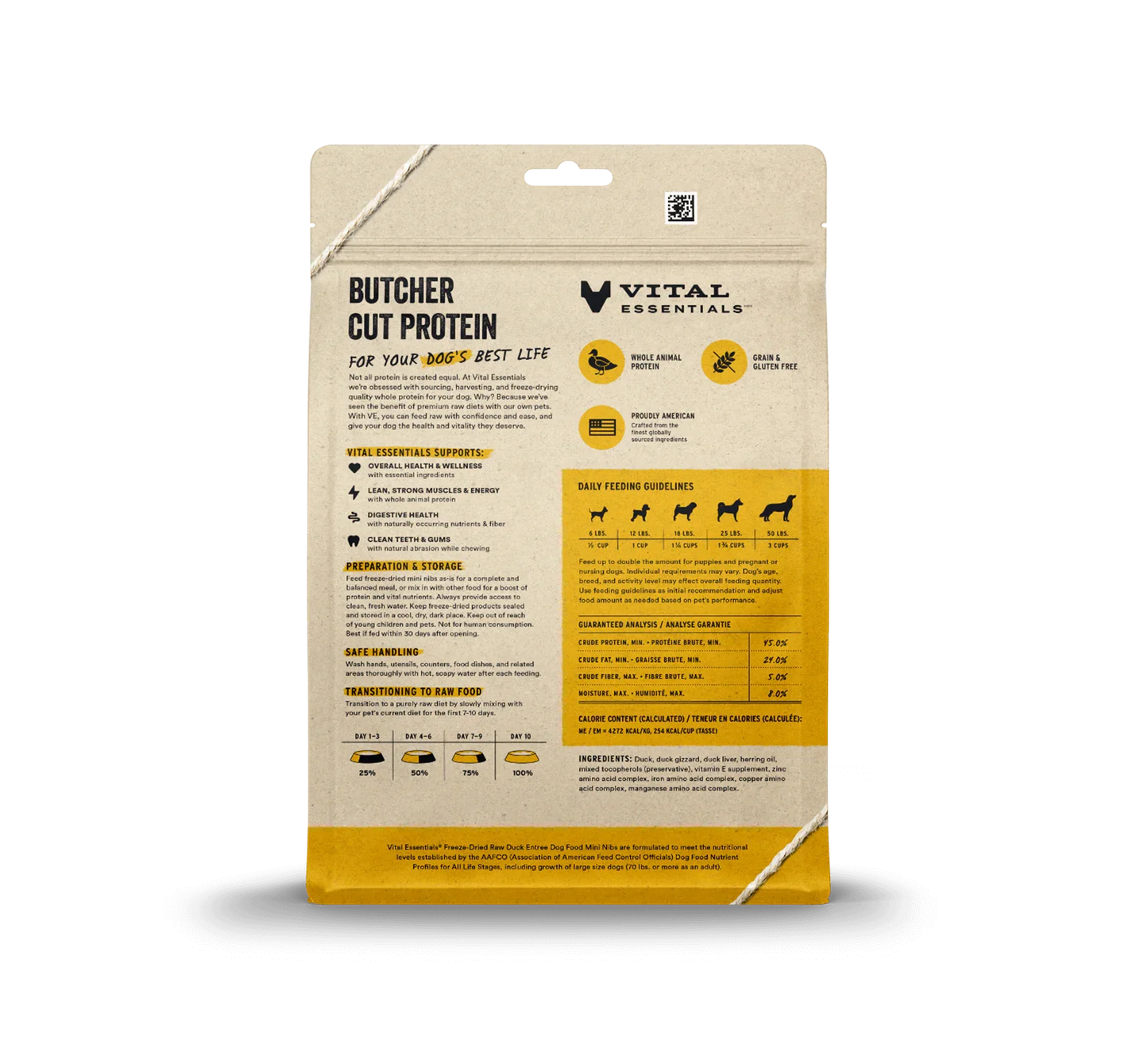 Vital Essentials Dog Freeze-Dried Mini Nibs Duck 14oz. Vital Essentials