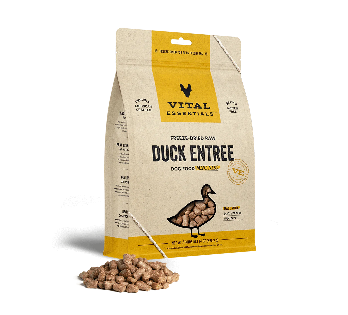 Vital Essentials Dog Freeze-Dried Mini Nibs Duck 14oz. Vital Essentials