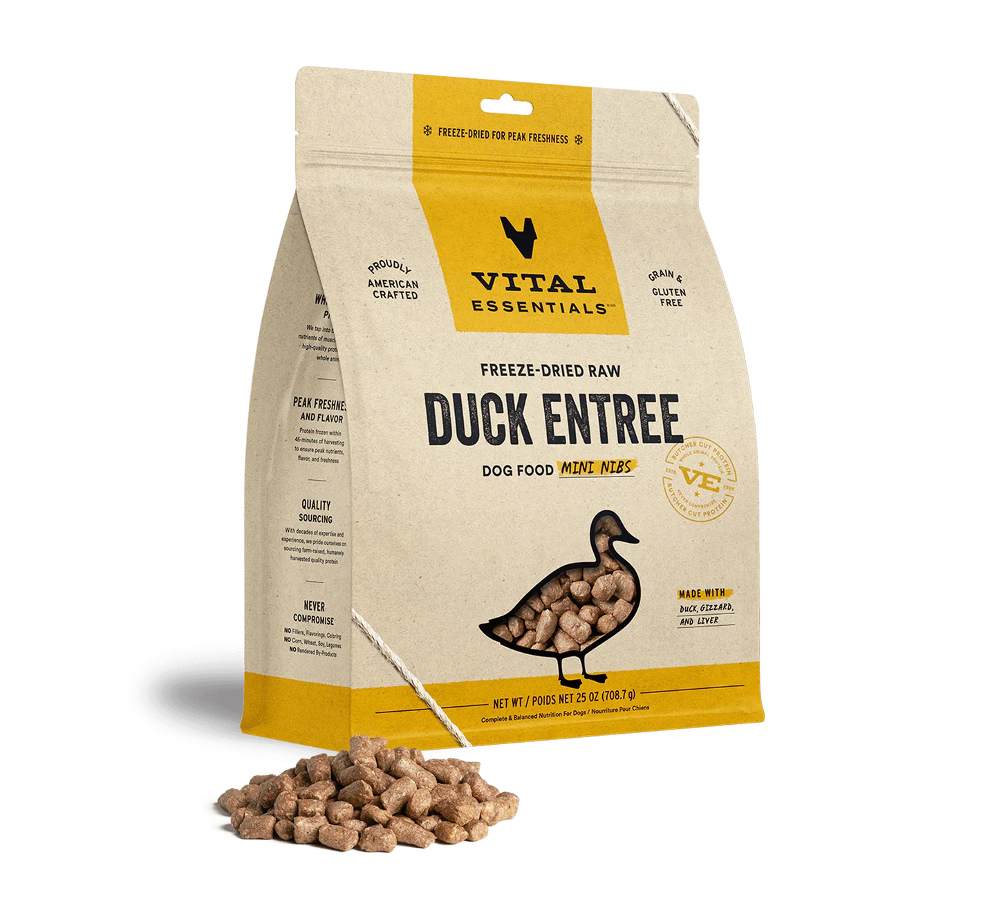 Vital Essentials Dog Freeze-Dried Mini Nibs Duck 25oz. Vital Essentials
