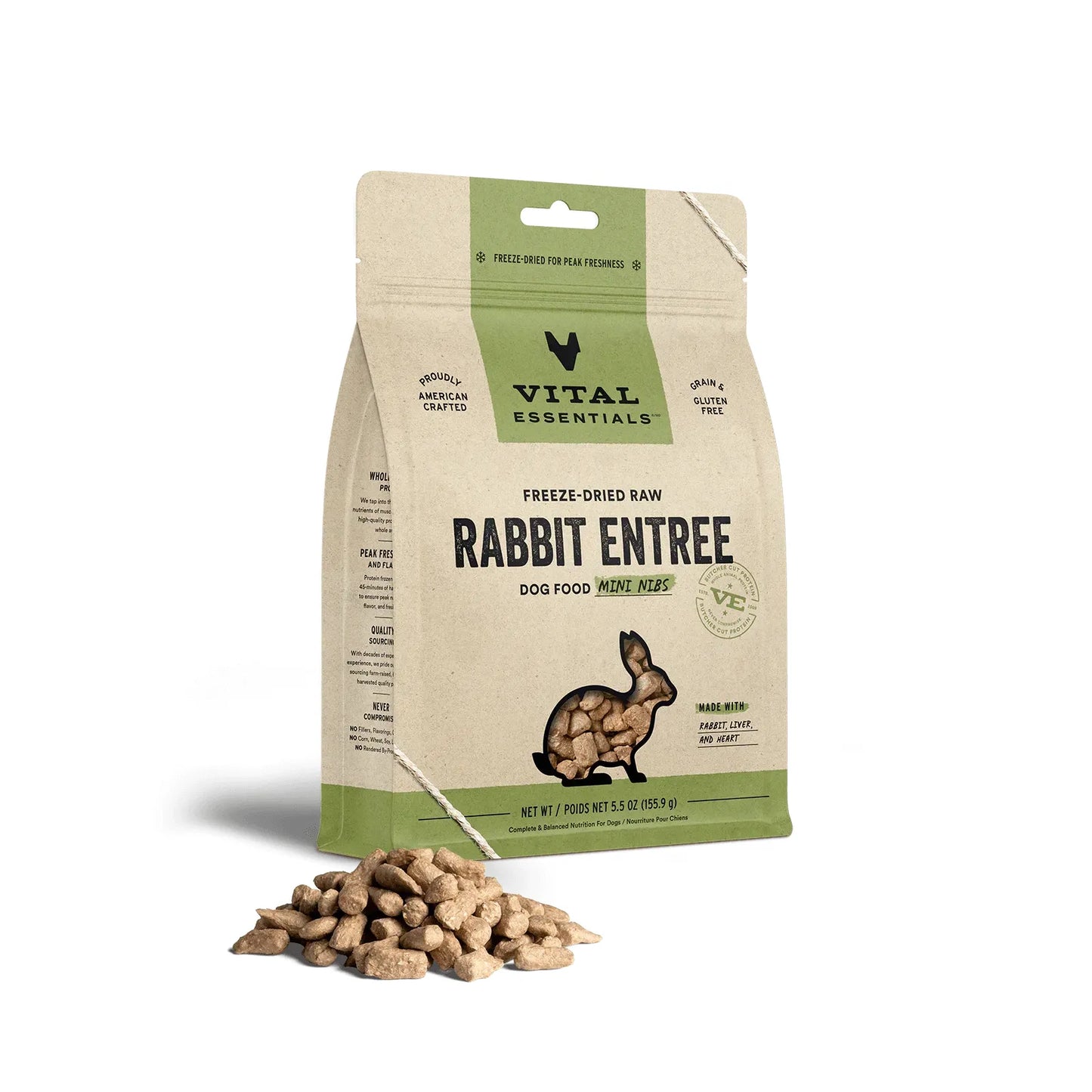 Vital Essentials Dog Freeze-Dried Mini Nibs Rabbit 5.5oz. Vital Essentials