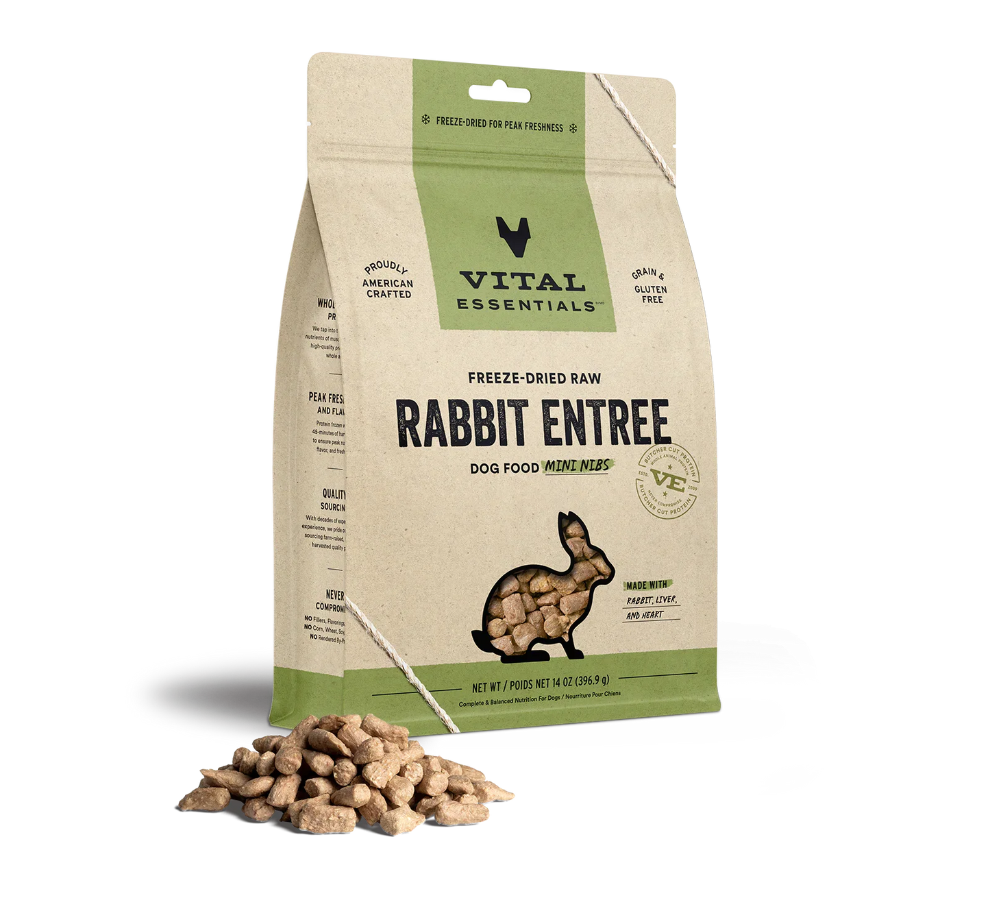 Vital Essentials Dog Freeze-Dried Mini Nibs Rabbit 14oz. Vital Essentials