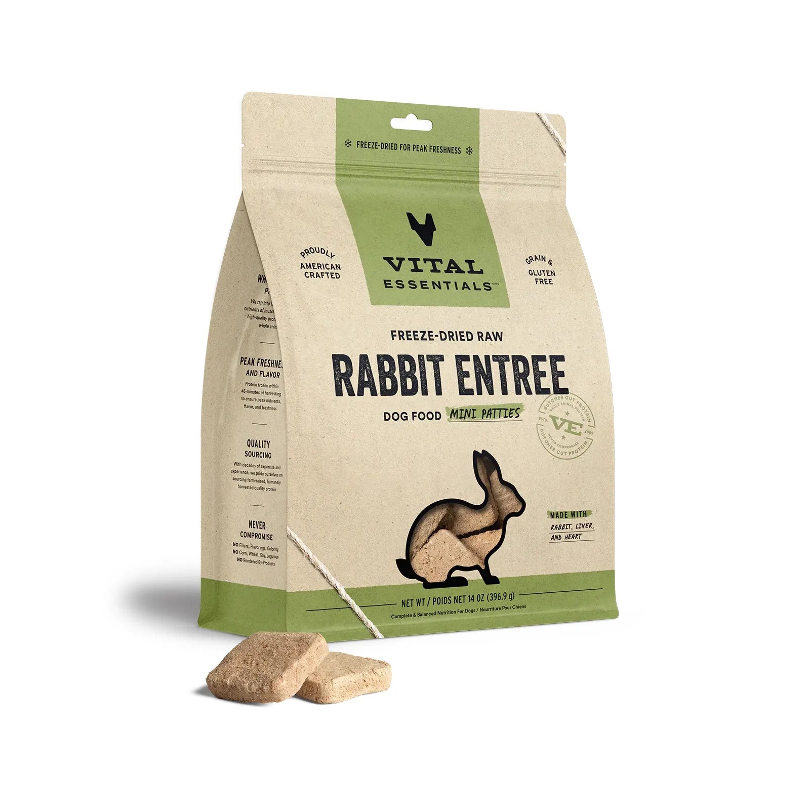 Vital Essentials Dog Freeze-Dried Mini Patties Rabbit 14oz. Vital Essentials