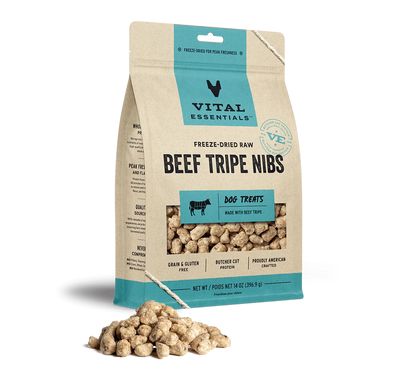 Vital Essentials Dog Freeze Dried Nibs Beef Tripe 14oz. Vital Essentials