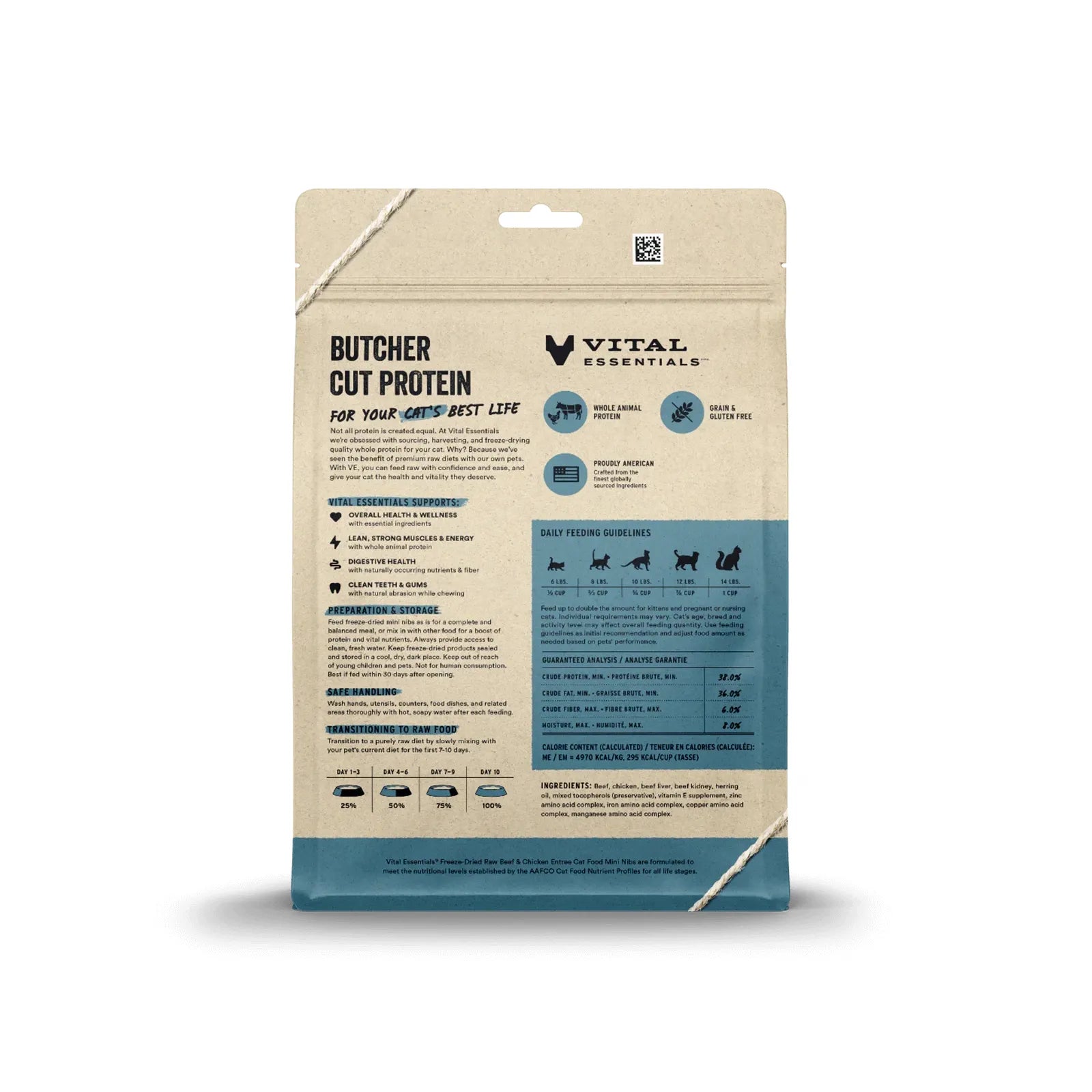 Vital Essentials Cat Freeze Dried Mini Nibs Beef Chicken 12oz. Vital Essentials