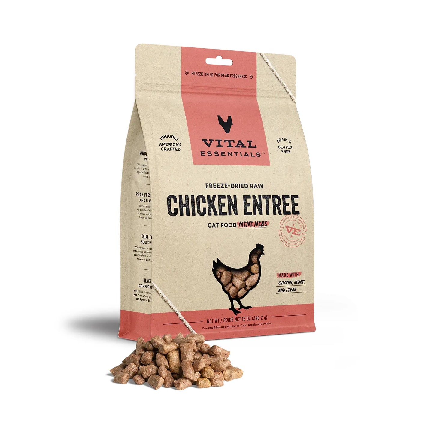 Vital Essentials Cat Freeze Dried Mini Nibs Chicken 12oz. Vital Essentials