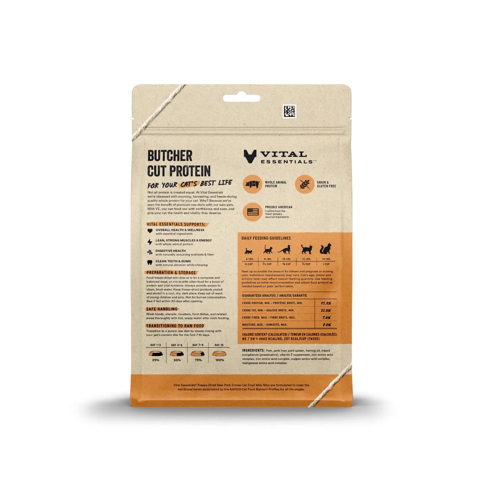 Vital Essentials Cat Freeze Dried Mini Nibs Pork 12oz. Vital Essentials