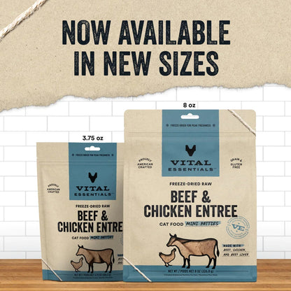 Vital Essentials Cat Freeze Dried Mini Patties Beef Chicken 3.75oz. Vital Essentials