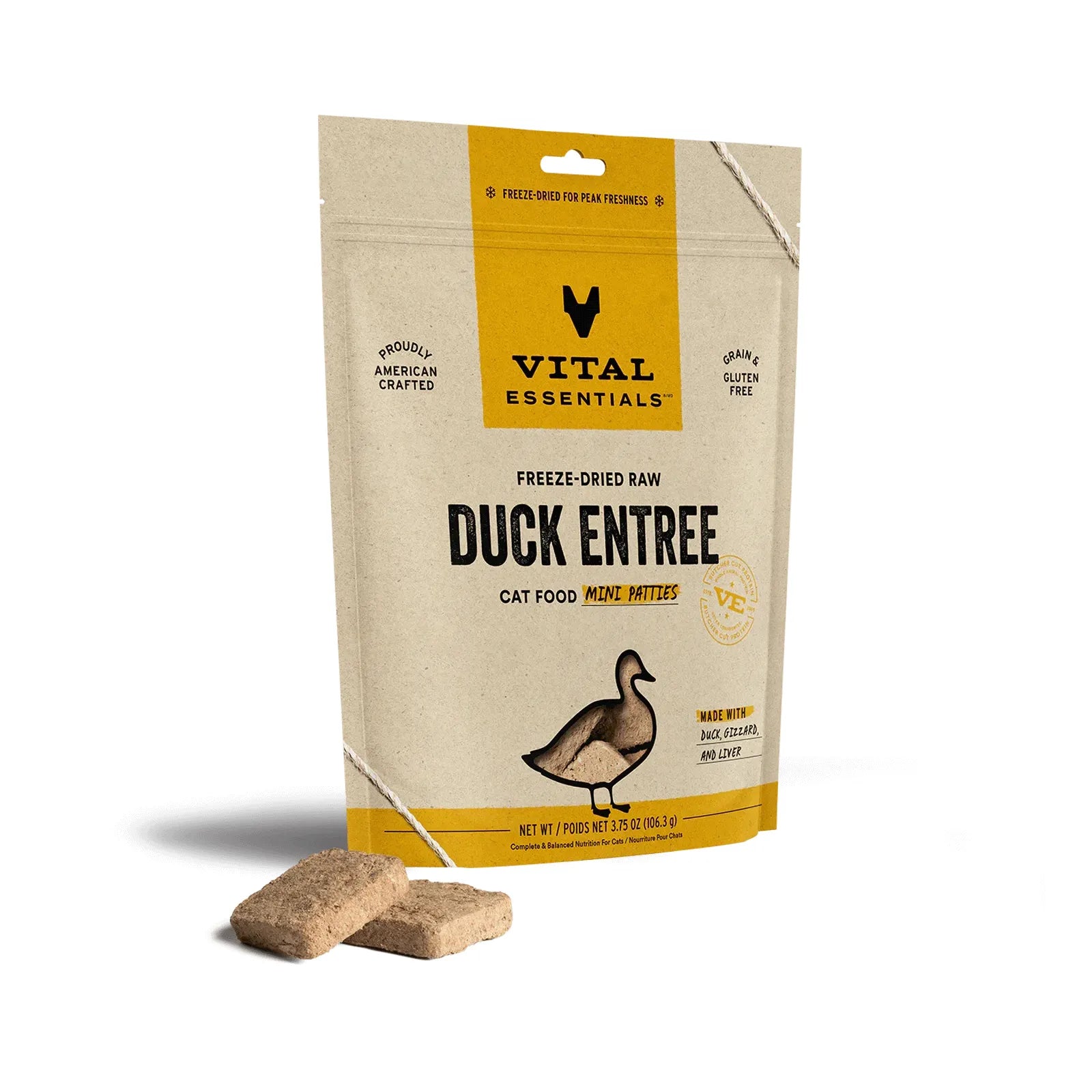 Vital Essentials Cat Freeze Dried Mini Patties Duck 3.75oz. Vital Essentials