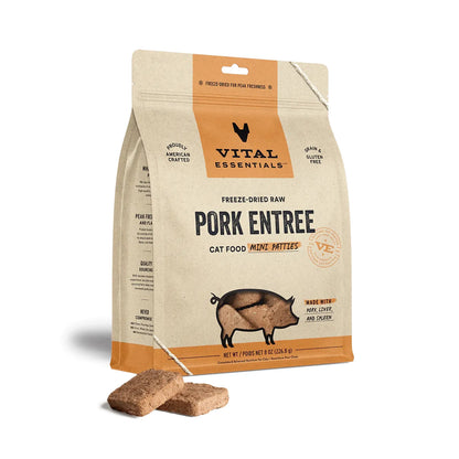 Vital Essentials Cat Freeze Dried Mini Patties Pork 8oz. Vital Essentials
