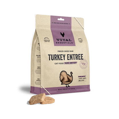 Vital Essentials Cat Freeze Dried Mini Patties Turkey 8oz. Vital Essentials