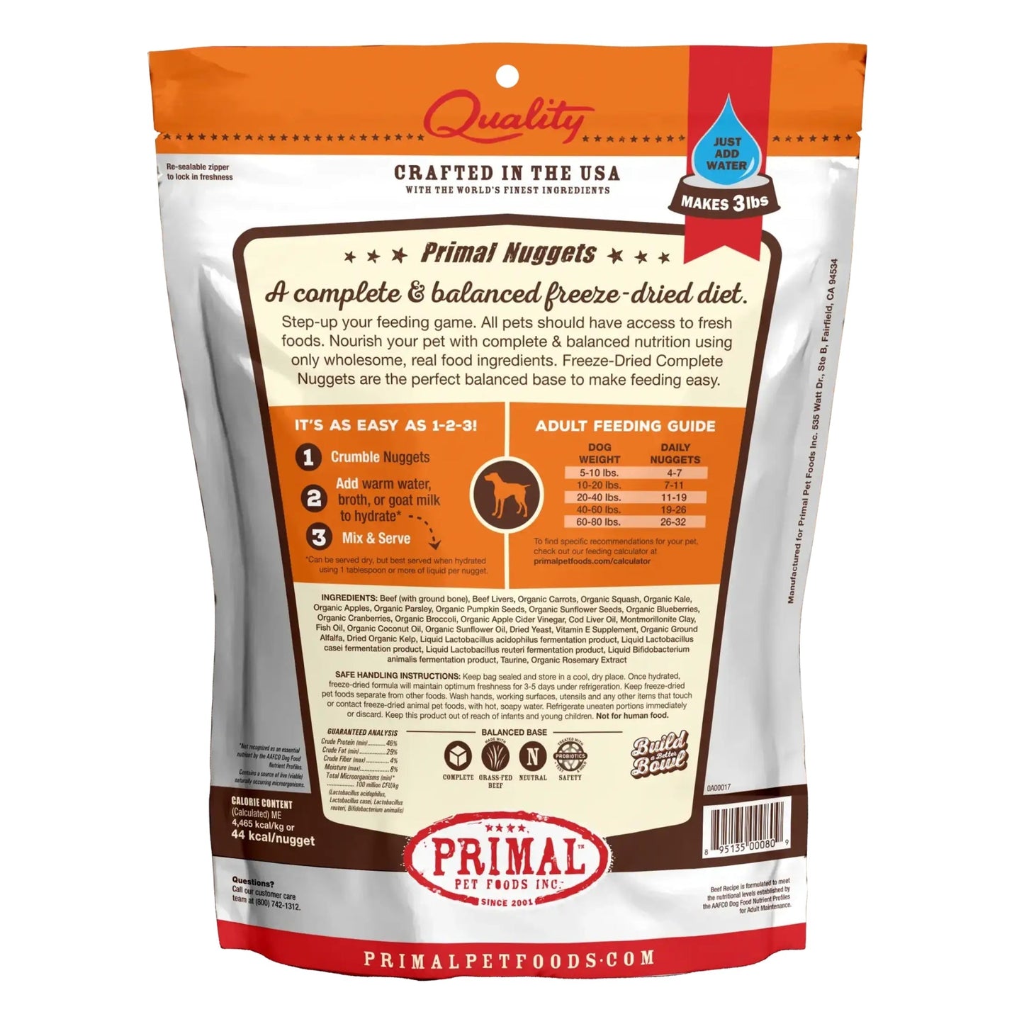 Primal Pet Foods Freeze Dried Dog Food 5.5oz.- Beef Primal Pet Food