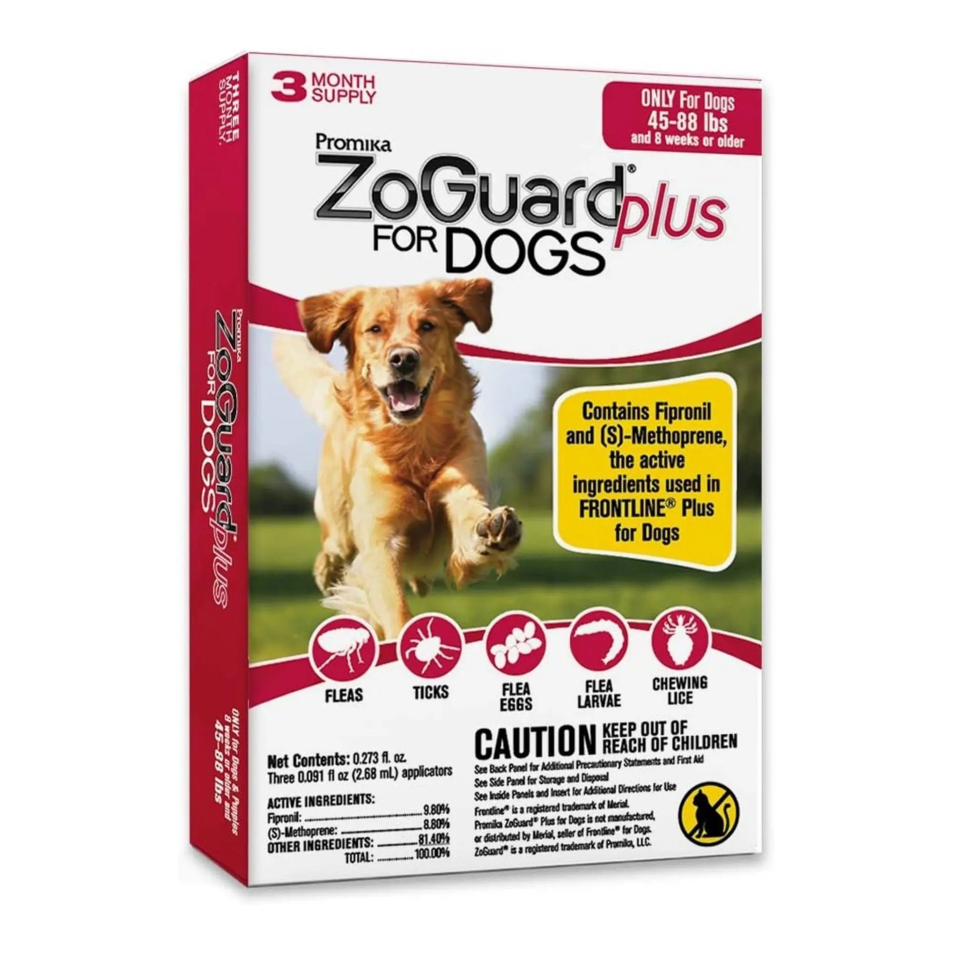 Zoguard Plus Spot-On For Dogs 45-88 Lb-3 Pk Zoguard