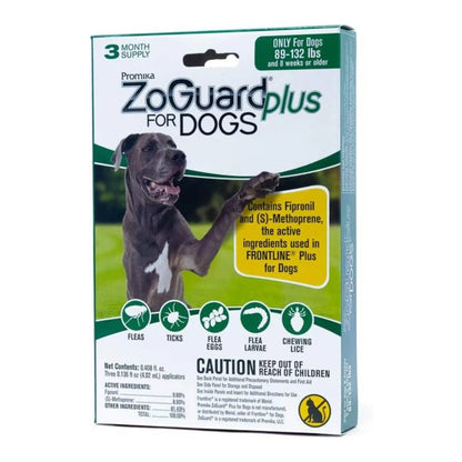 Zoguard Plus Spot-On For Dogs 89-132 Lb-3 Pk Zoguard