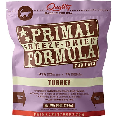 Primal Pet Foods Freeze Dried Cat Food 14oz. Turkey Primal Pet Food