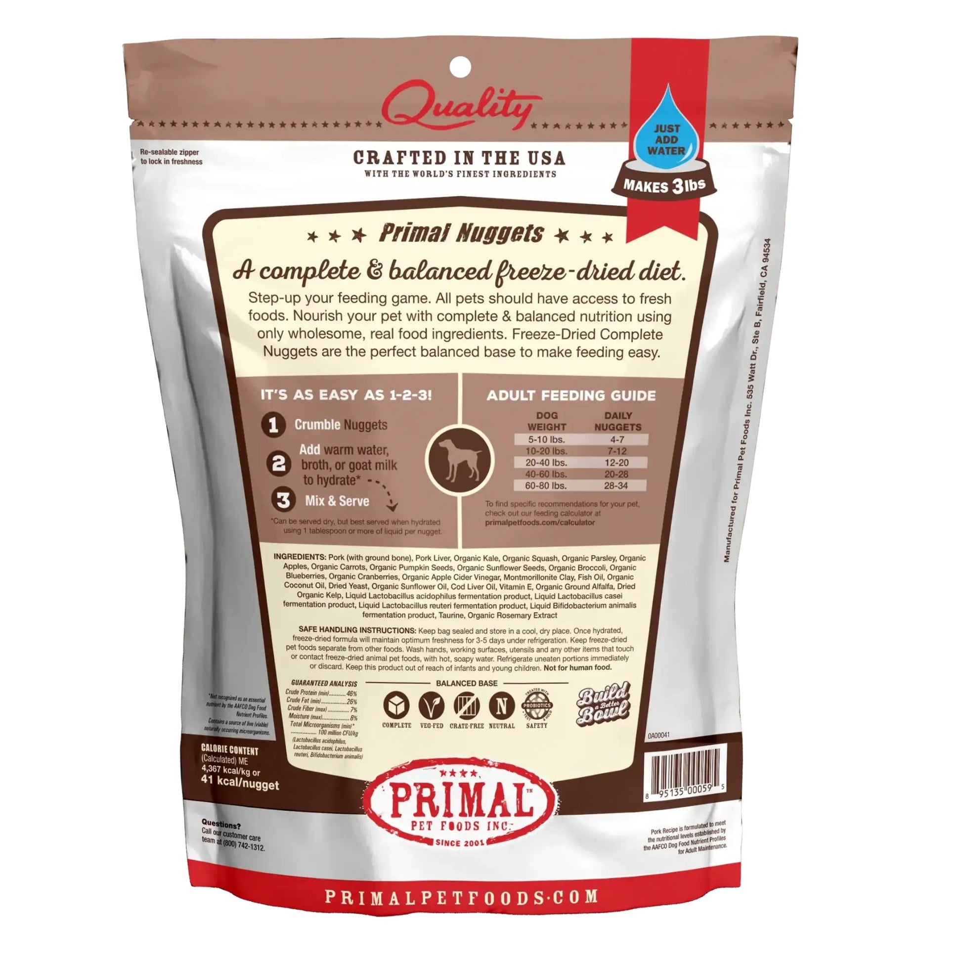 Primal Pet Foods Freeze Dried Dog Food 14oz. Pork Primal Pet Food