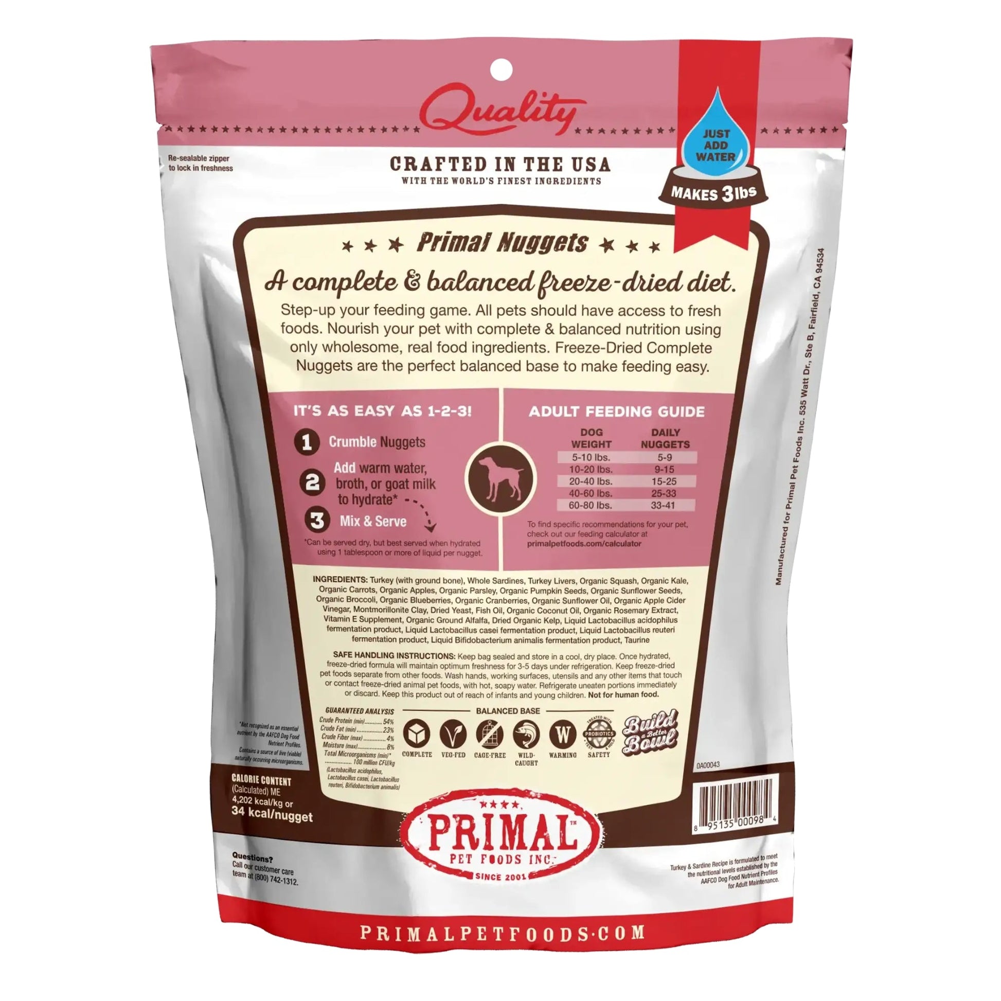 Primal Pet Foods Freeze Dried Dog Food 14oz. Turkey/Sardine Primal Pet Food