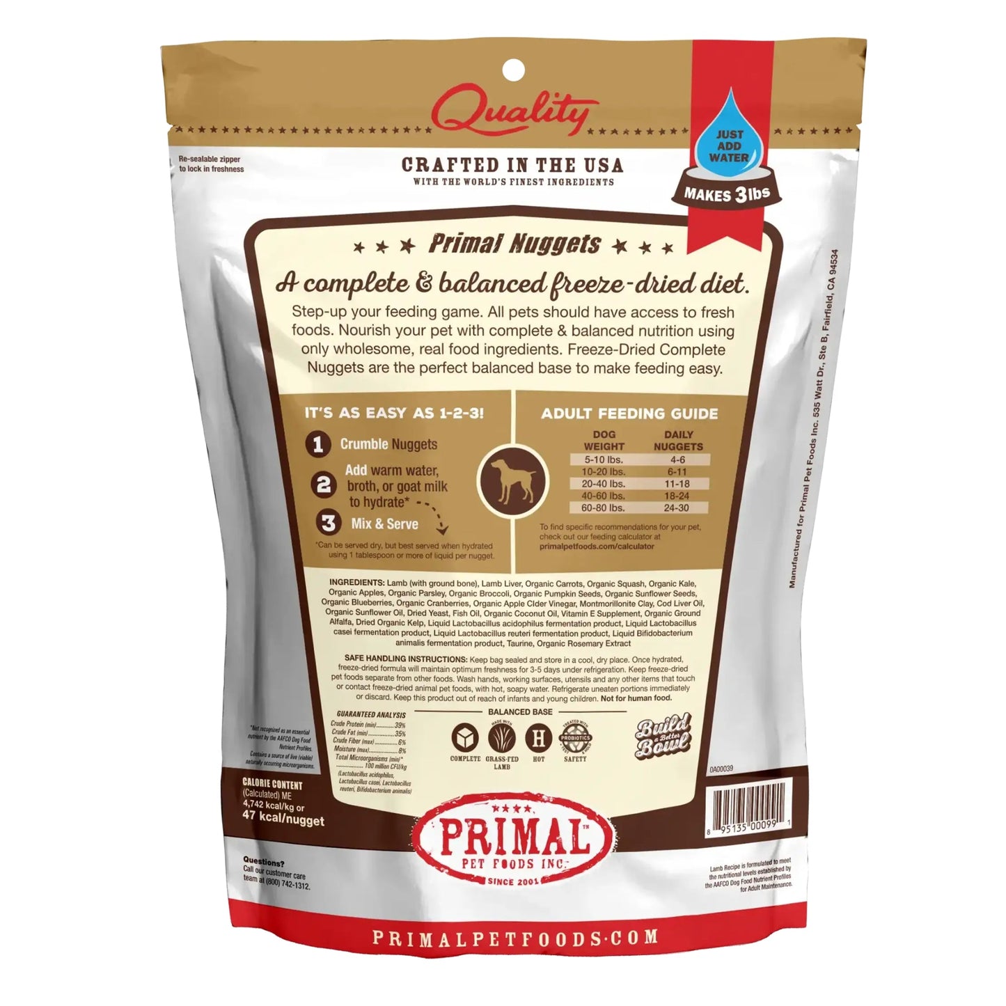 Primal Pet Foods Freeze Dried Dog Food 14oz. Lamb Primal Pet Food