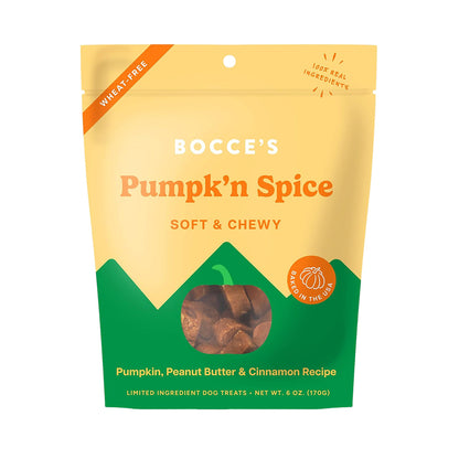 Bocce's Bakery Pumpk'n Spice Pumpkin, Peanut Butter & Cinnamon Soft & Chewy Dog Treats – 6 oz Bocce's Bakery