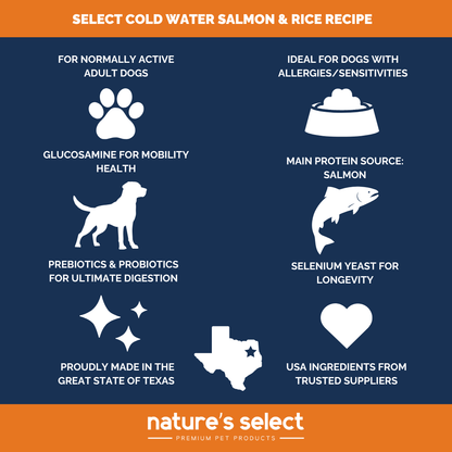 Nature's Select Cold Water Salmon & Rice Recipe, Dry Dog Food for Adults