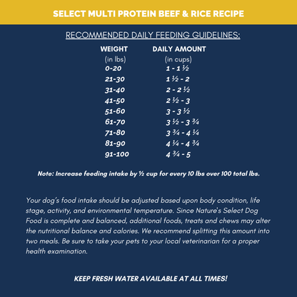 Nature's Select Multi Protein Beef & Rice Recipe, Dry Dog Food for Adults