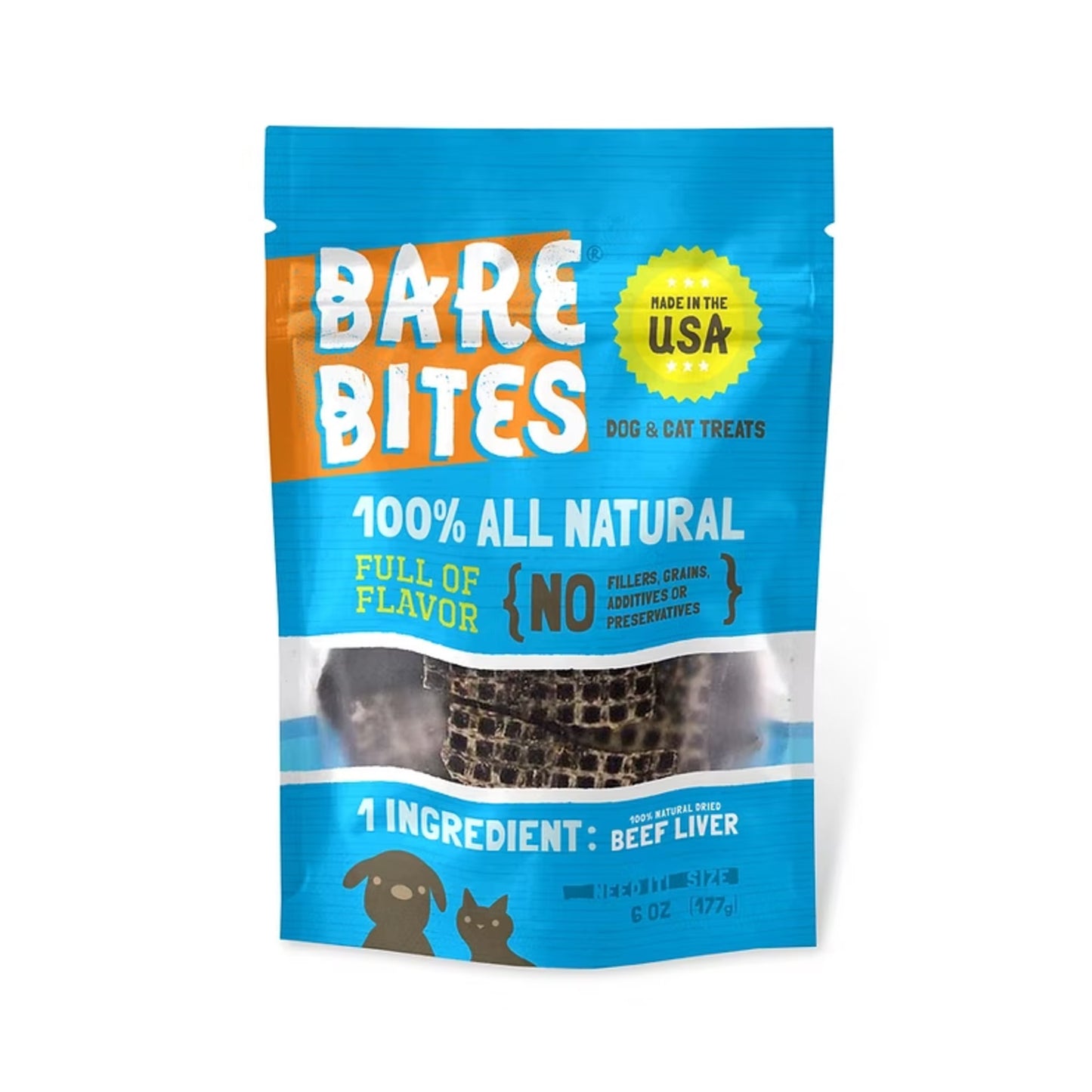 Bare Bites 100% Natural Dried Beef Liver Dog & Cat Treats