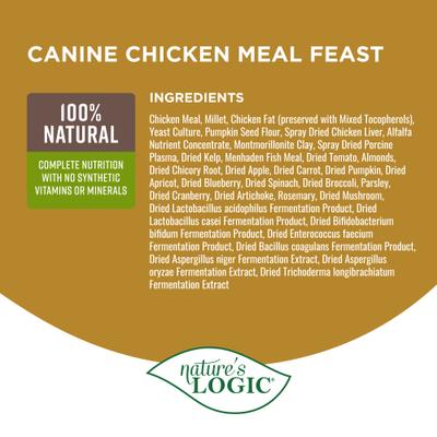 Nature's Logic 100% Natural Canine Chicken Meal Feast All Life Stages Dry Dog Food, 25-lb bag slide 5 of 9