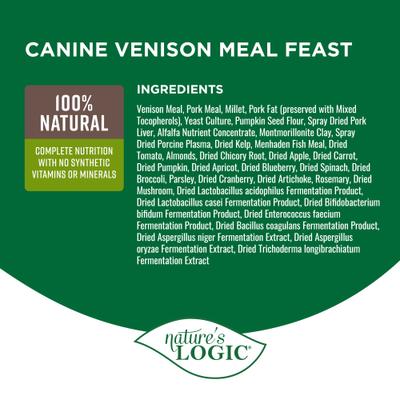 Nature's Logic 100% Natural Canine Venison Meal Feast All Life Stages Dry Dog Food, 25-lb bag slide 5 of 9
