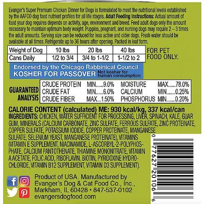 Evanger's Super Premium Chicken Dinner Grain-Free Canned Dog Food Garver