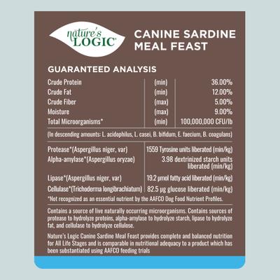 Nature's Logic 100% Natural Canine Sardine Meal Feast All Life Stages Dry Dog Food, 25-lb bag slide 6 of 9