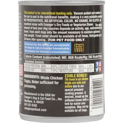 Evanger's Grain-Free Hand Packed Whole Chicken Thighs Canned Dog Food Garver