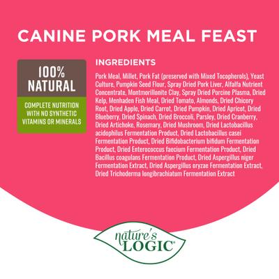 Nature's Logic 100% Natural Canine Pork Meal Feast All Life Stages Dry Dog Food, 25-lb bag slide 5 of 9