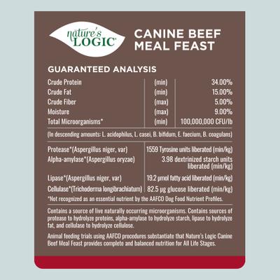 Nature's Logic 100% Natural Canine Beef Meal Feast All Life Stages Dry Dog Food, 4.4-lb bag slide 6 of 11